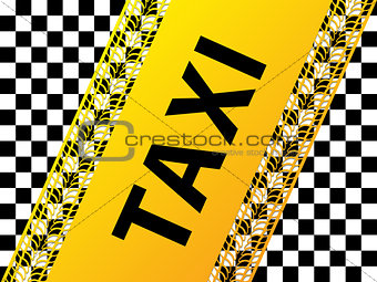Checkered taxi background with tire treads and shadows