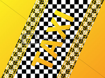 Checkered taxi background with tire treads