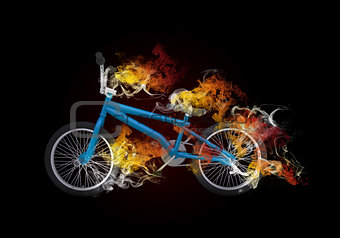 BMX bike in the colored smoke
