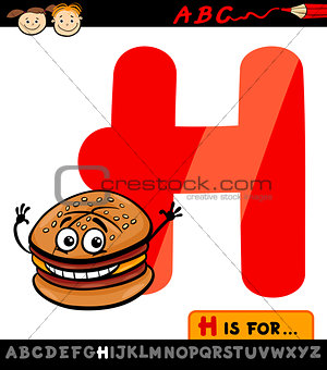 letter h hamburger hat cartoon illustration