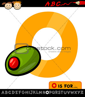letter o with olive cartoon illustration