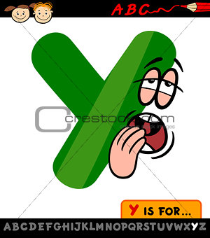 letter y with yawn cartoon illustration