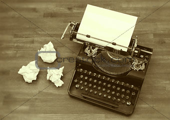 Old typewriter with paper
