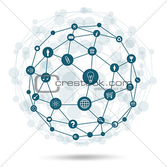 Wire frame sphere. Social network concept