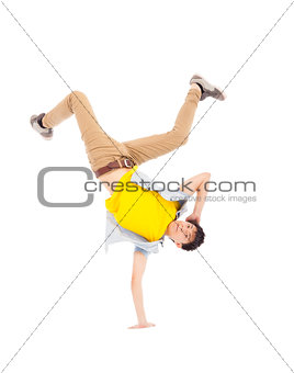 Young handsome man dancing stylish and cool breakdance