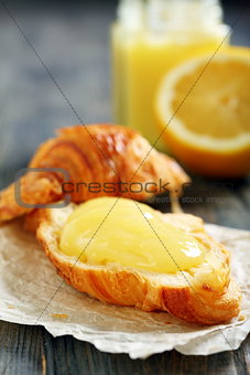 Croissant with lemon cream.