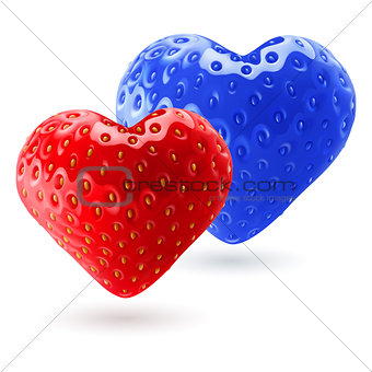 Red and blue strawberry hearts