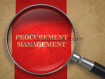Procurement Management. Magnifying Glass on Old Paper.