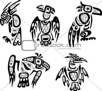 Native indian shoshone tribal drawings. Eagles
