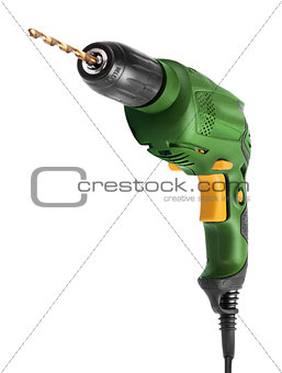 Electric drill front isolated on white