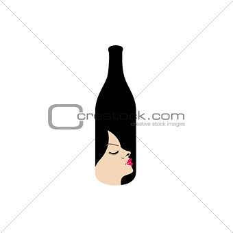 Pretty lady in a bottle- beverage business logo
