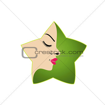 A lady's face in a flower- logo for parlor business
