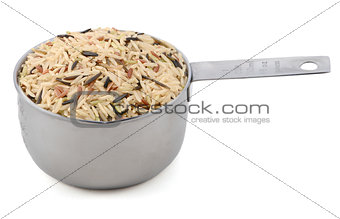 Wild rice, brown basmati and red camargue grains in an American 