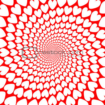 Design colorful spiral movement hearts background