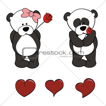 panda bear baby cute cartoon set