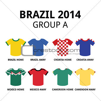 World Cup Brazil 2014 - group A teams football jerseys