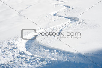 Ski track in fresh snow