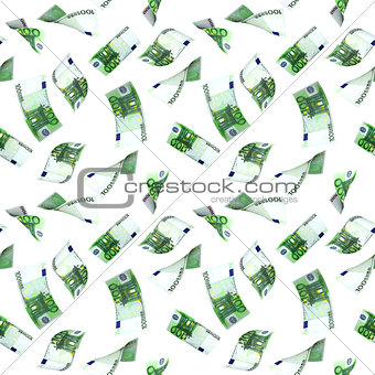 Seamless background with flying euro banknotes