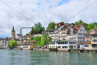 Zurich. River Limmat embankment