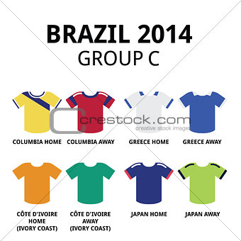 World Cup Brazil 2014 - group C teams football jerseys