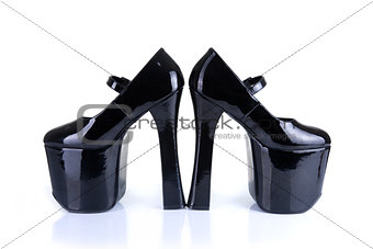Black Dominatrix style high heel fetish shoes 
