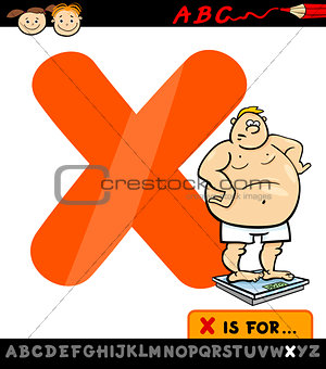 letter x with xl cartoon illustration