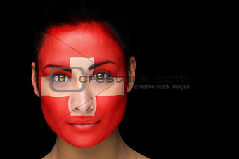 Swiss football fan in face paint
