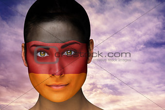 Beautiful brunette in german facepaint
