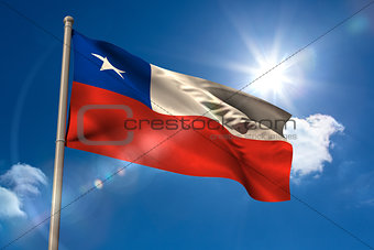 Chile national flag on flagpole