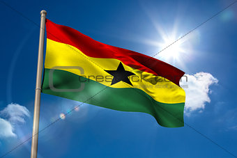 Ghana national flag on flagpole