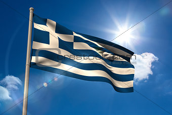 Greece national flag on flagpole