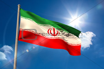 Iran national flag on flagpole