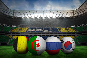 Footballs in group h colours for world cup