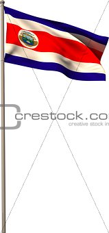 Costa rica national flag on flagpole