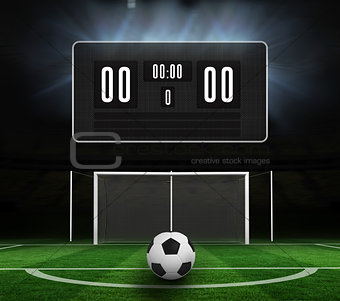 Black scoreboard with no score and football