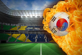 Fire surrounding korea republic flag football