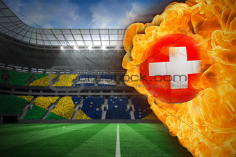Fire surrounding switzerland flag football