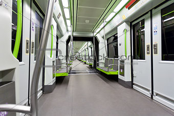 Metrovalencia subway car interior view.