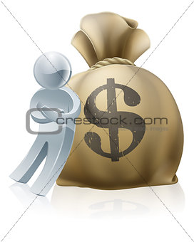 Person and money sack