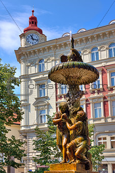 Sculptural fountain in Prague.