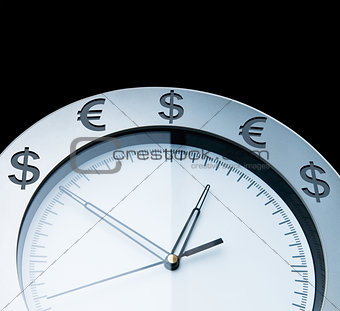 Currency clocks isolated on black