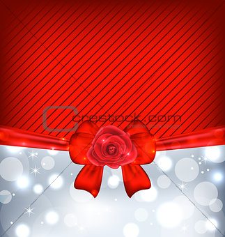 Festive background with gift bow and rose