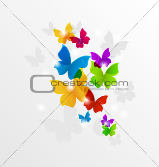 Abstract rainbow butterflies, colorful background 