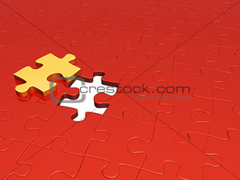 Puzzle of red and yellow color
