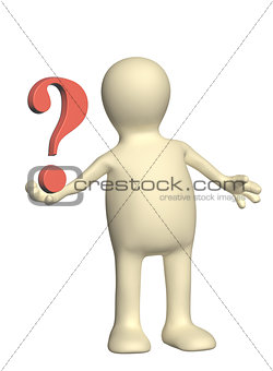 3d puppet with question mark