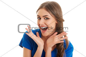 Surprised ecstatic woman