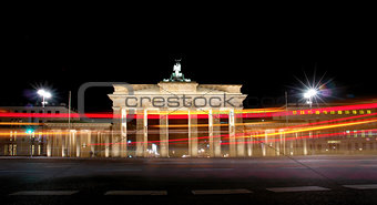 Brandenburg Gate at night, a former Berlin city gate