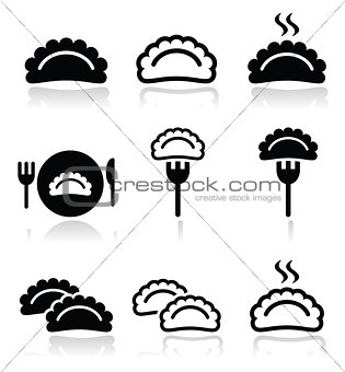 Dumplings, food vector icons set