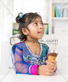 Eating ice cream. 