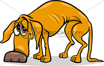 sad homeless dog cartoon illustration